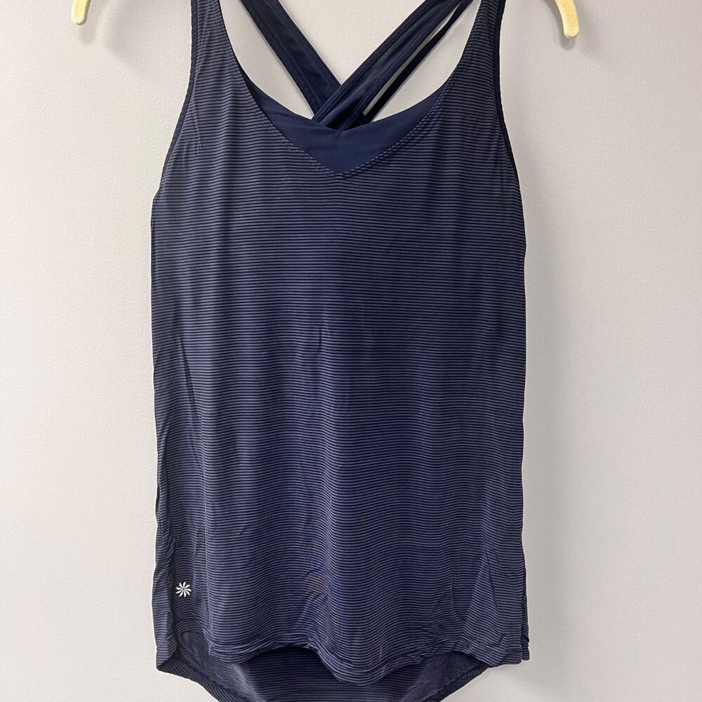 Athleta Small Blue Striped Tank Top - Picture 2 of 7